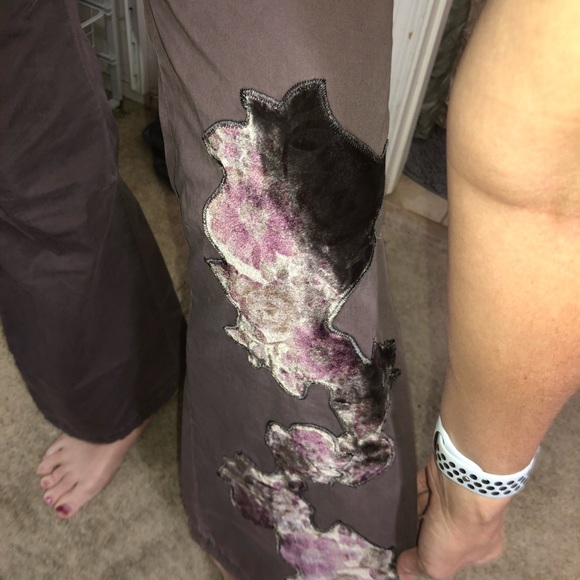 SOLD 🛍Smokey Purple Velvet Patch Pants - Picture 4 of 8